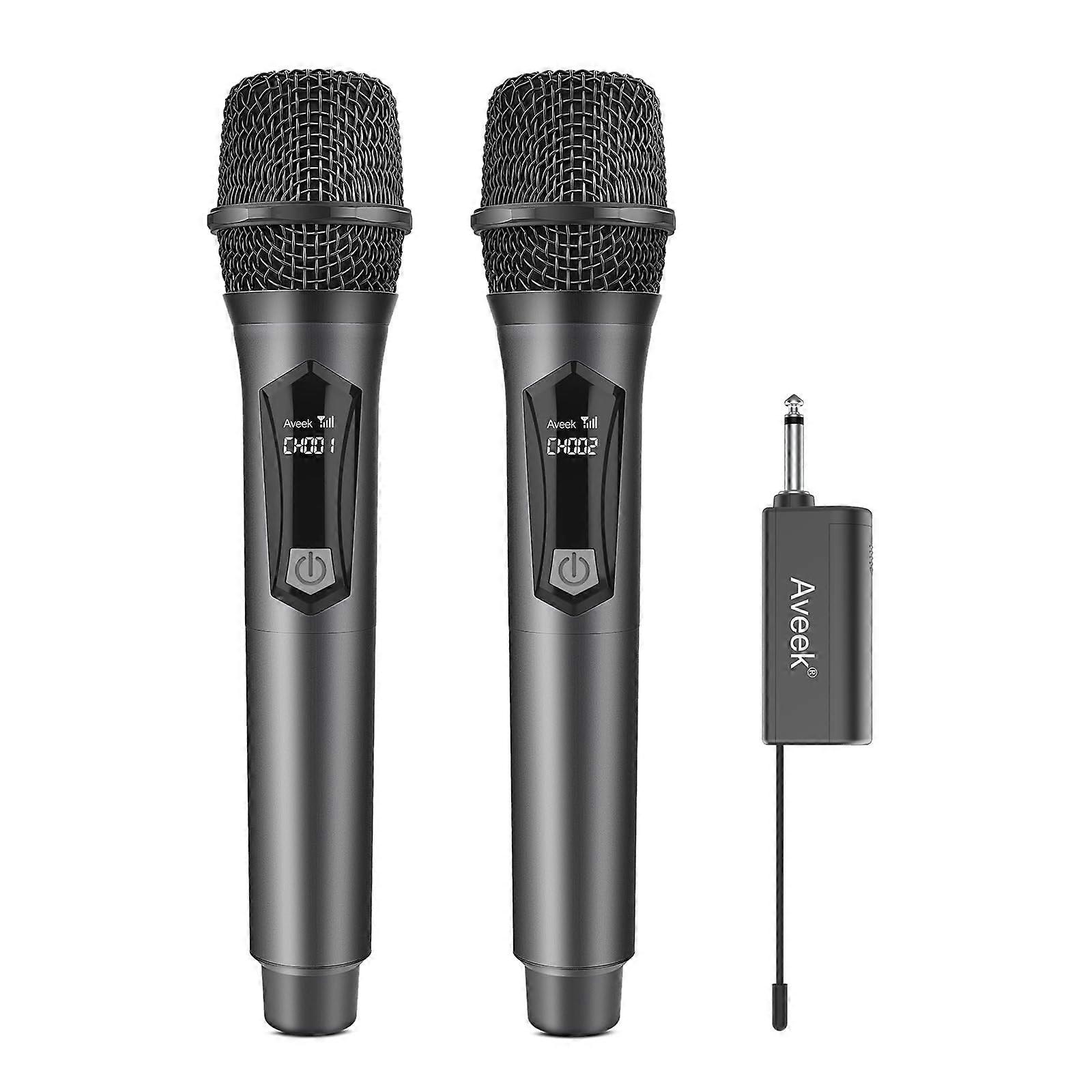 Wireless Karaoke Microphone Set with Rechargeable Receiver, Clear Sound, 100ft Range, 2 Pack