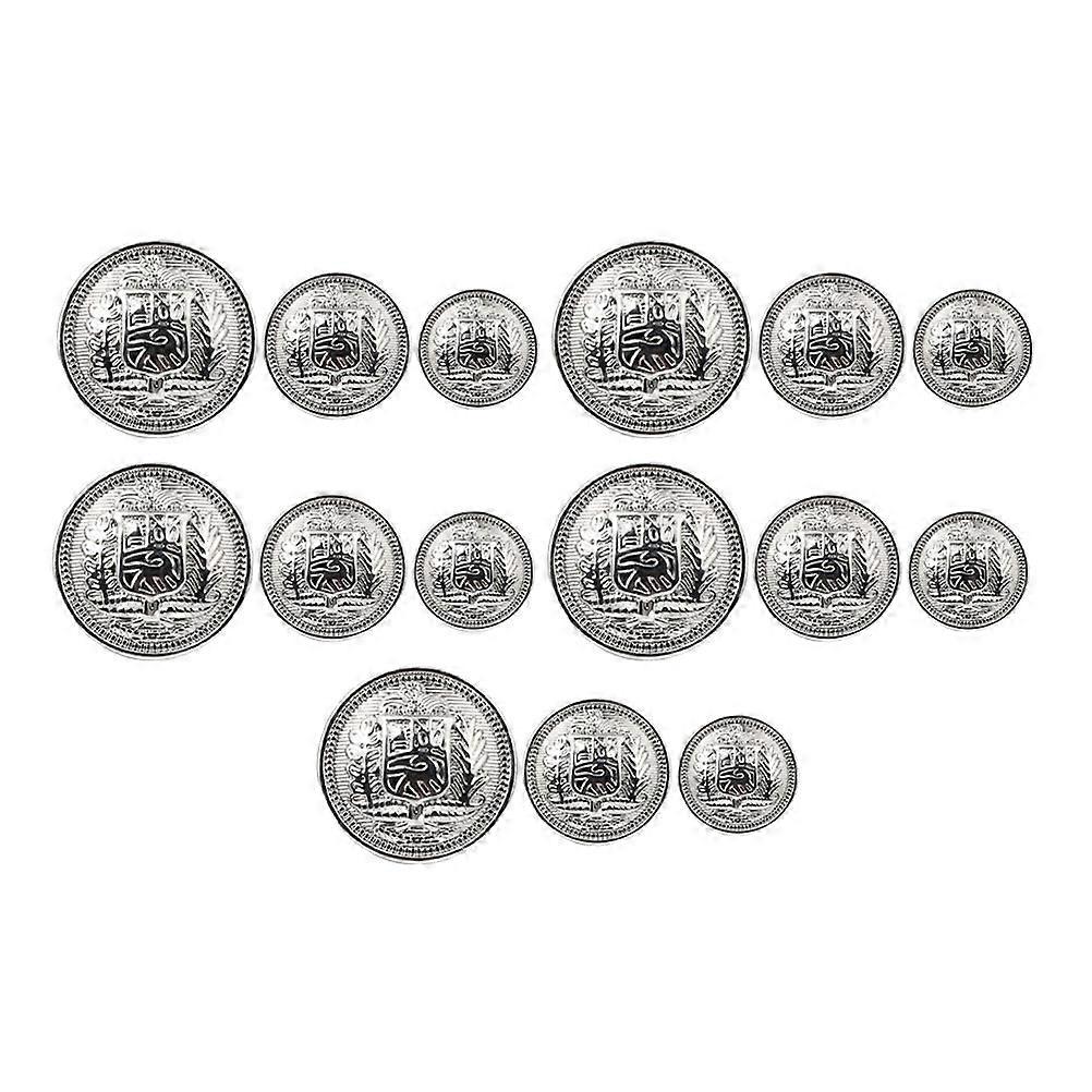 Metal Shield Button Coat British Style Buttons for Clothes Use 30Pcs Silver Finish