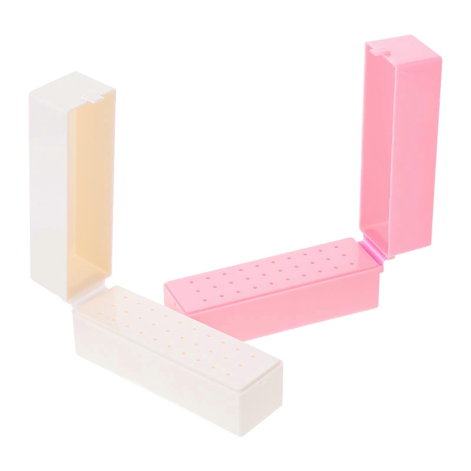 Grinding Head Storage Box for Storage 2Pcs White ABS Manicure Salon Organizer