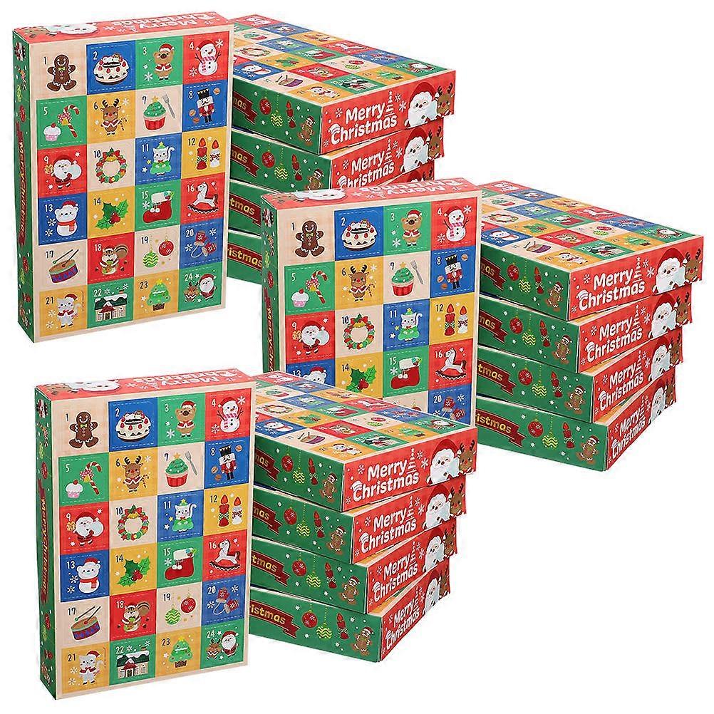 Christmas Advent Calendar Box for Candy Storage 15Pcs Paper Empty Countdown Boxes