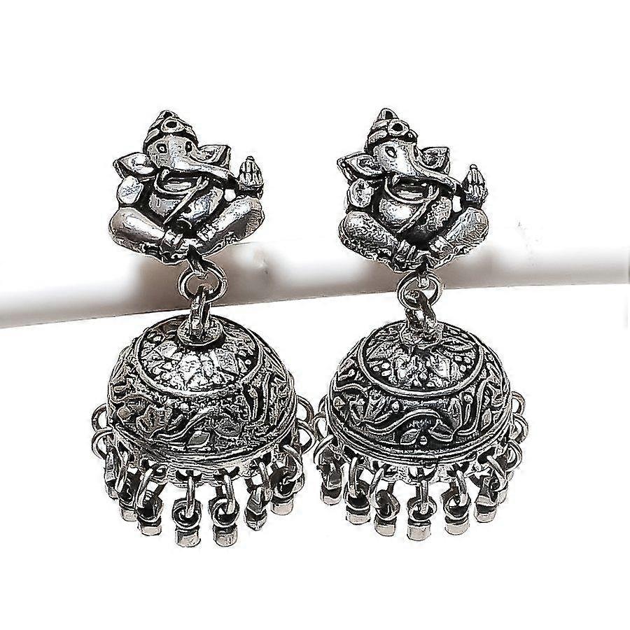 Vintage Look Gemstone 925 Sterling Silver Earring 1.77"