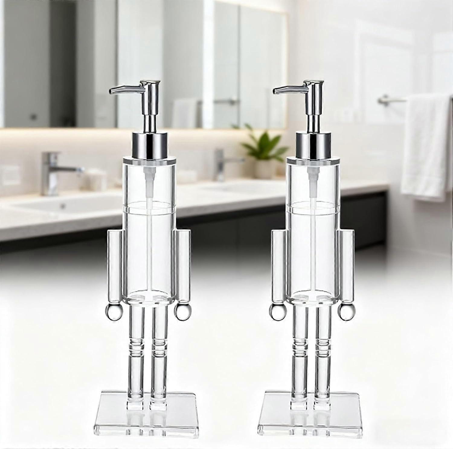 Christmas Nutcracker Soap Dispenser Set, 2x150ml Clear Acrylic Pump for Kitchen and Bathroom