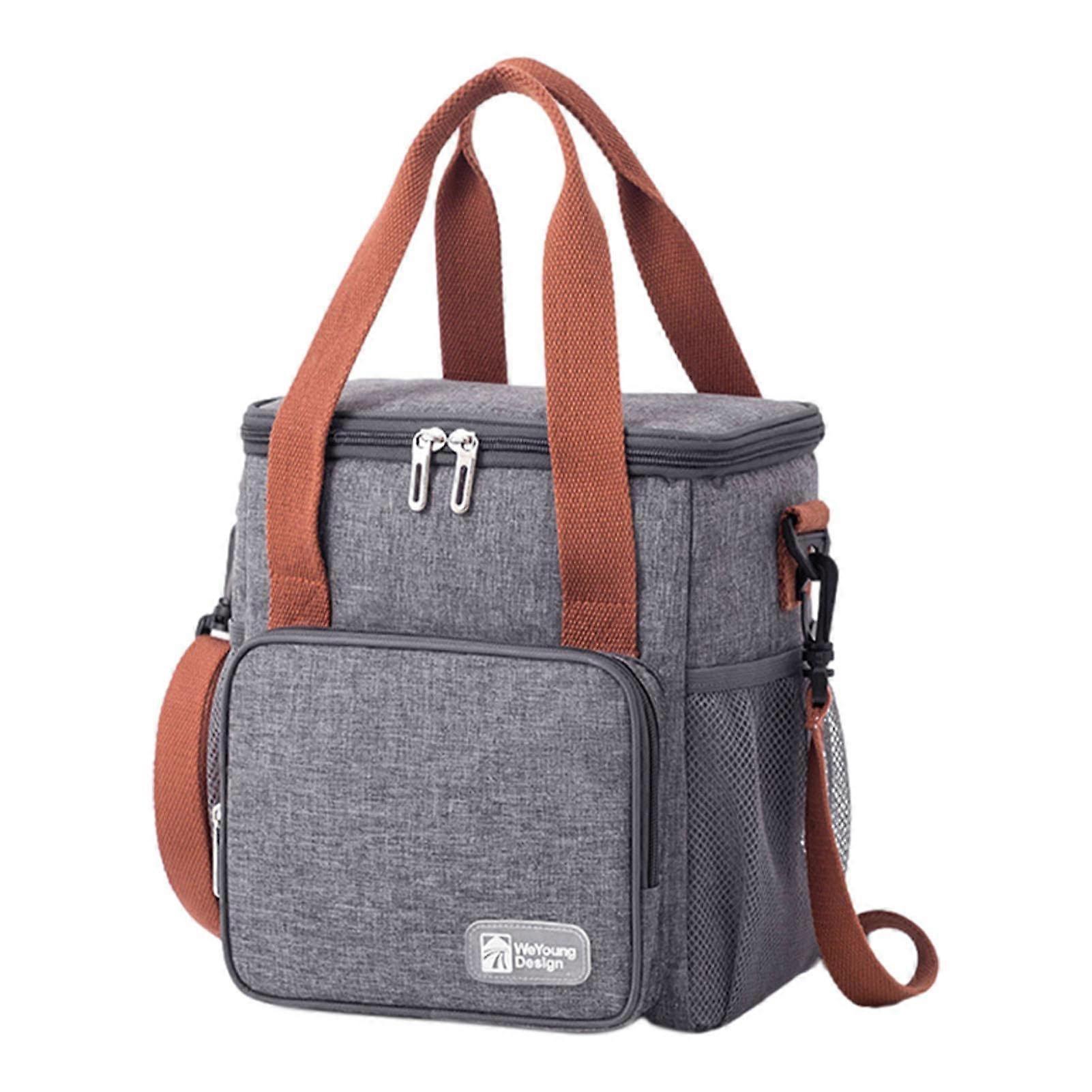 Insulated Lunch Bag with Large Capacity, Waterproof Lining for Work, School, Picnic, Grey