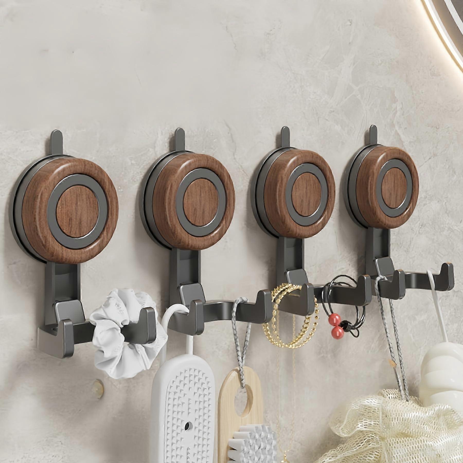 Suction Cup Hooks Heavy Duty No Drill Bathroom Towel Hooks Damage Removable Dual Hook 2 Pack