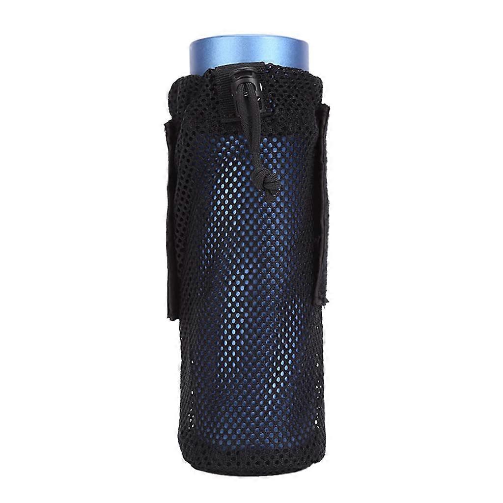 Water Bottle Holder Breathable Nylon Pouch with Adjustable Strap for Backpack Camping Black
