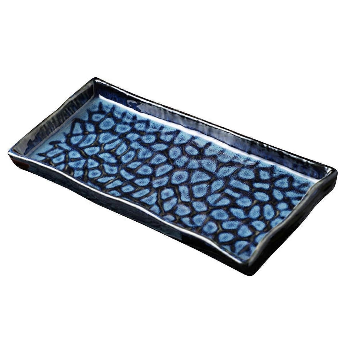 Japanese Style Rectangular Ceramic Serving Plate for Sushi Pasta Appetizers Dishwasher Safe