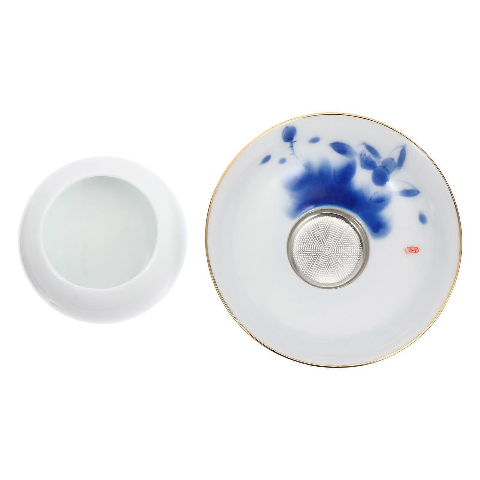 HandPainted Ceramic Tea Strainer and Infuser with Mesh Filter for Smooth Loose Leaf Brewing