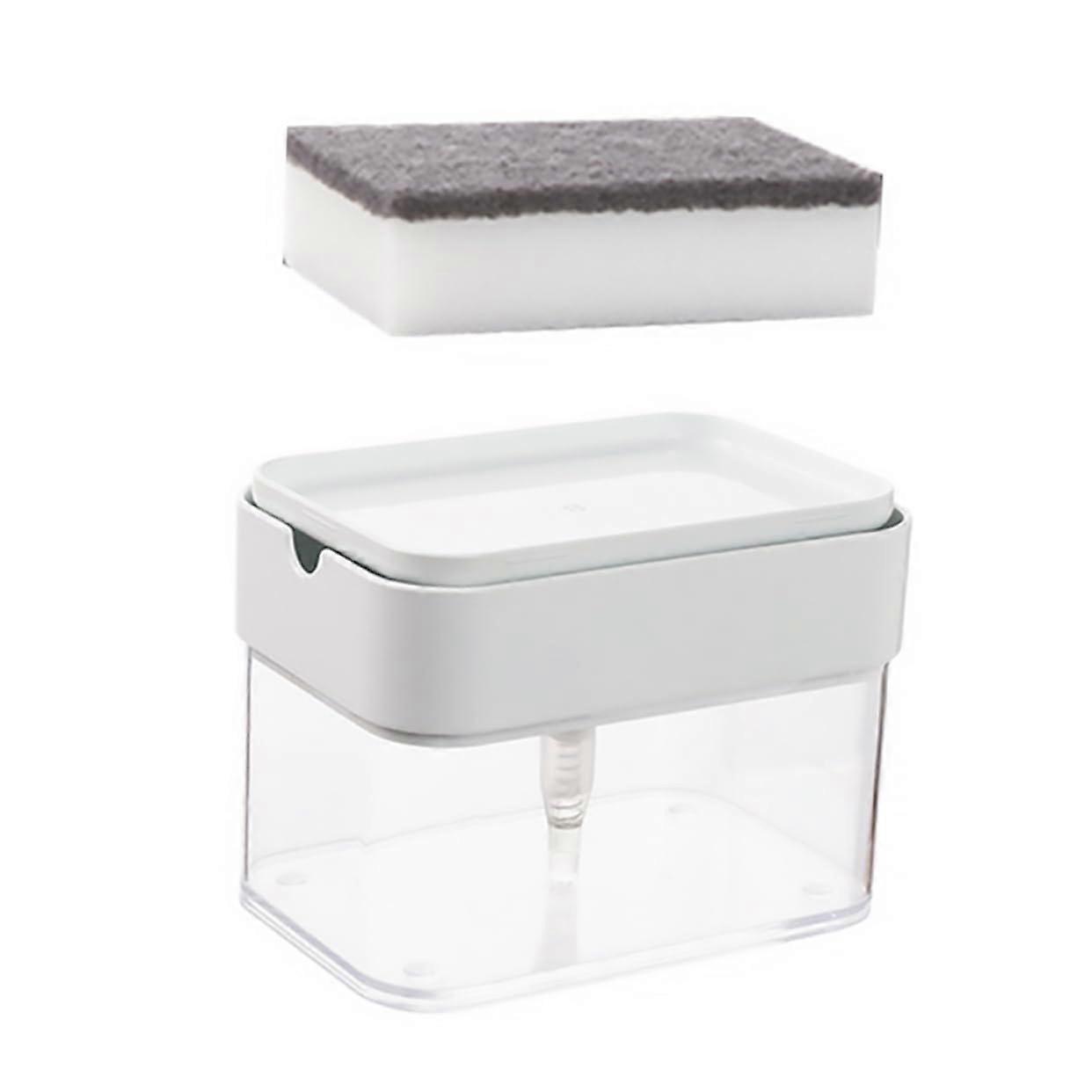 2pcs Kitchen Sink Soap Dispenser with Sponge Holder, Compact Pump for Kitchen and Bathroom