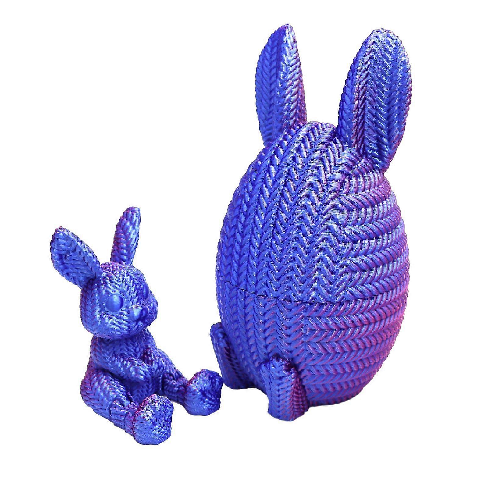 Qinghai 2 Pcs 3D Printed Easter Egg with Bunny Inside Prefilled Easter Bunny Egg for Easter Basket Stuffers Spring Party Decor