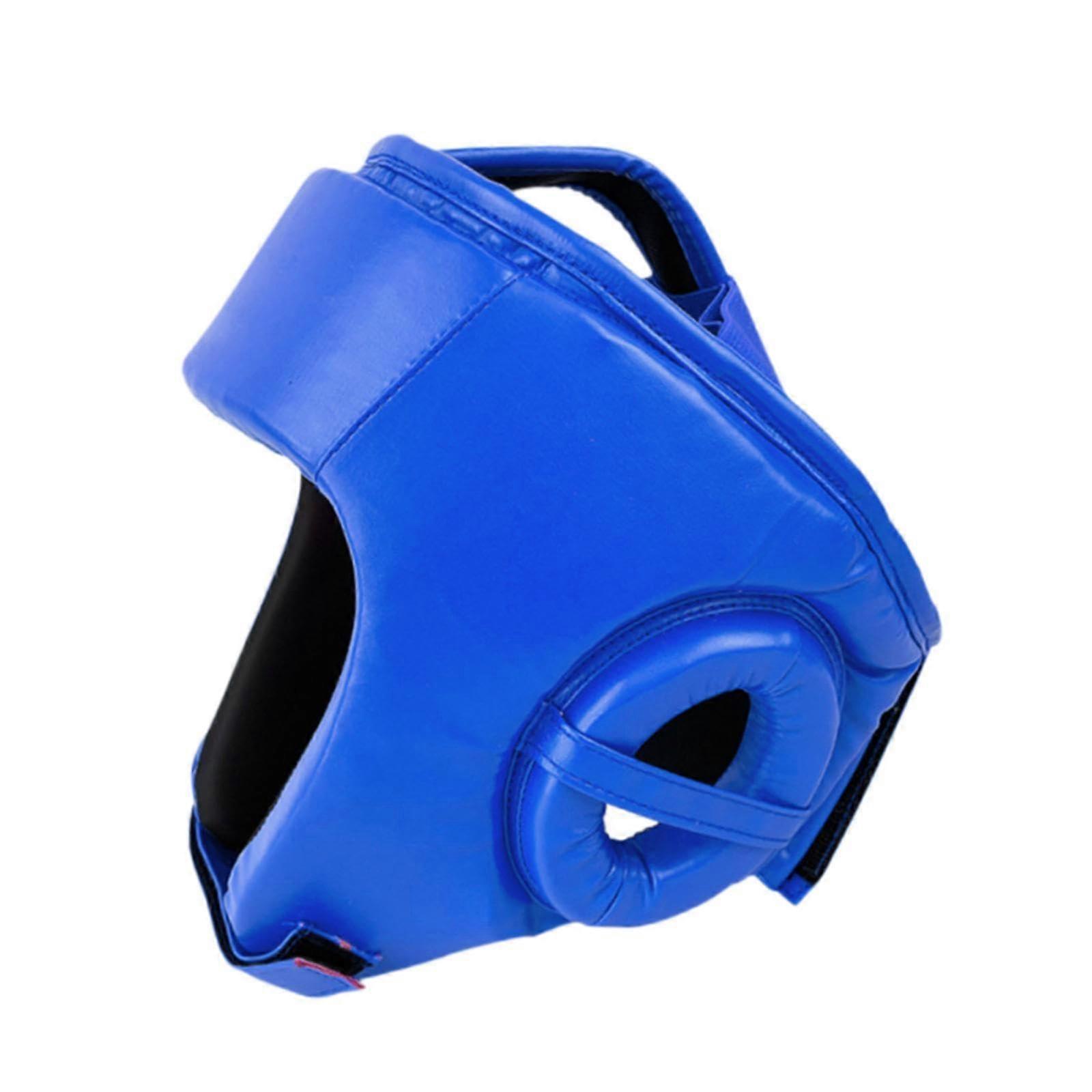 Full Face Boxing Headgear with Breathable Design, Density EVA Padding and Forehead Ear Protection Blue