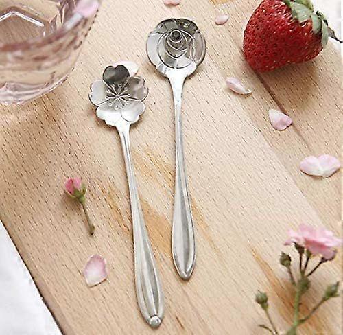 Stainless Steel Creative Flower Coffee Spoon, 3 Types Diffient Flower Pattern