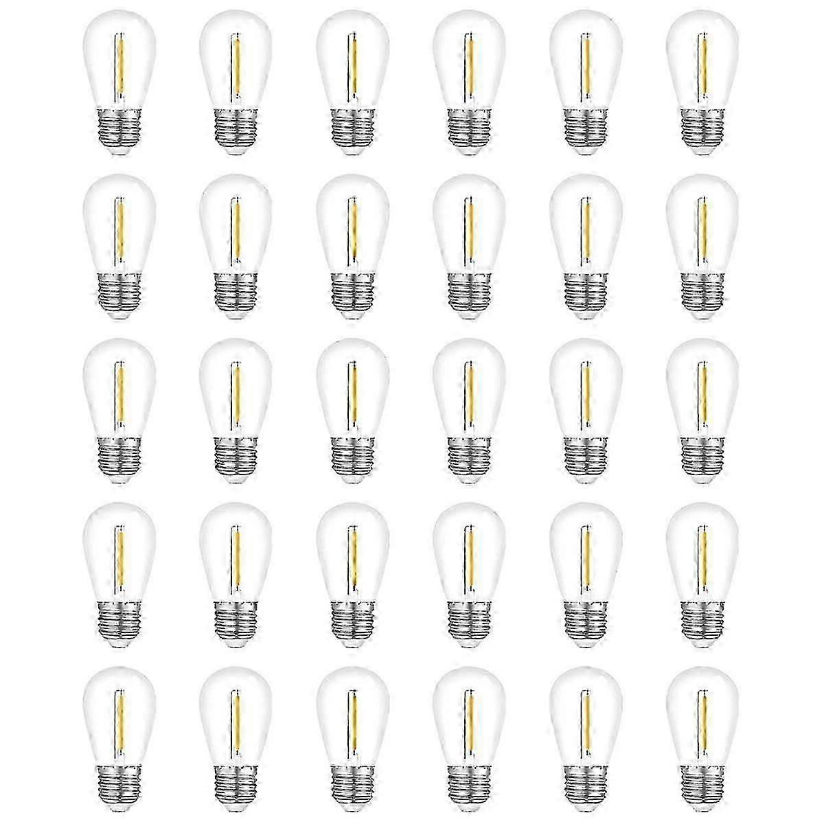30-Pack Outdoor String Light Bulbs, Waterproof S14 Replacement Bulb, E26 Base Warm White