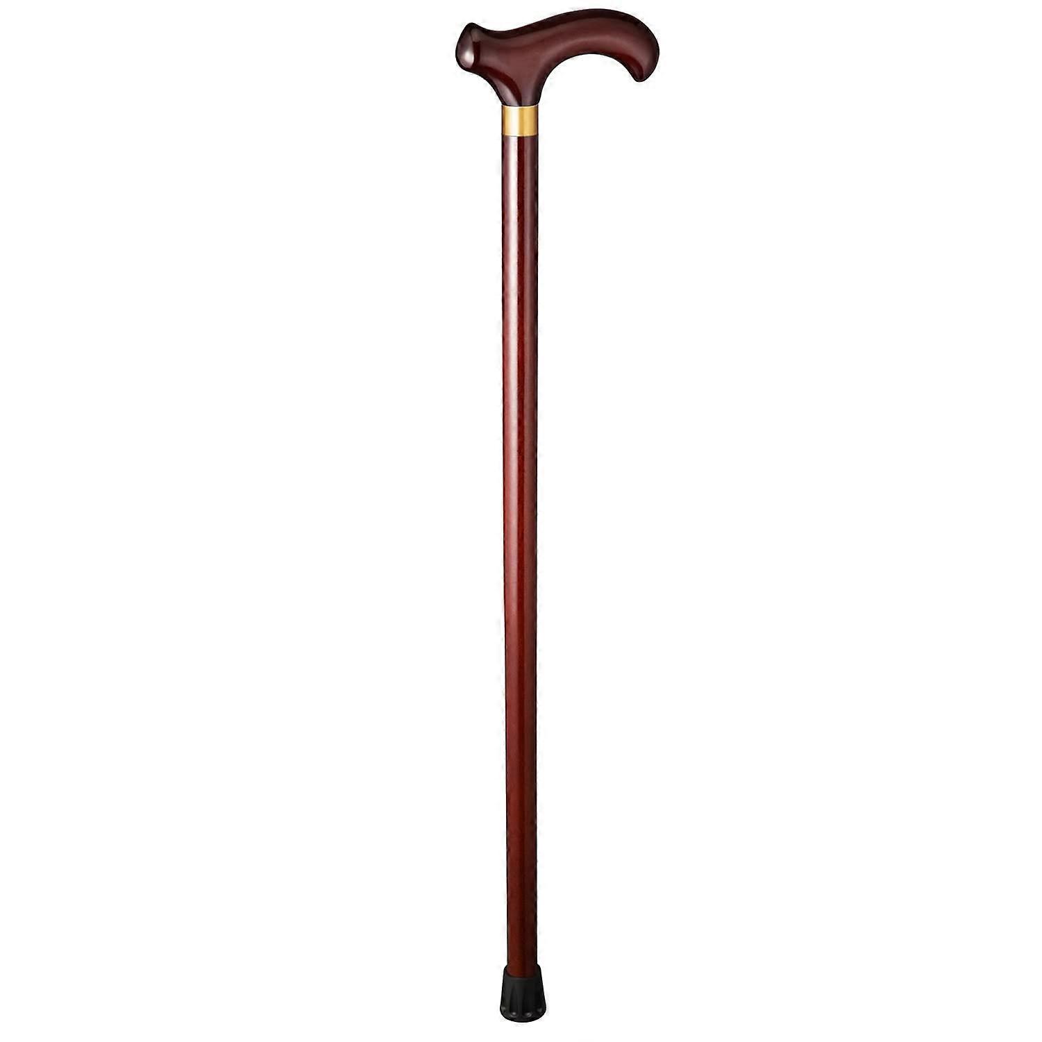 Beech Wood Walking Cane 80cm with Ergonomic Handle and NonSlip Base, Dark Brown for Elderly