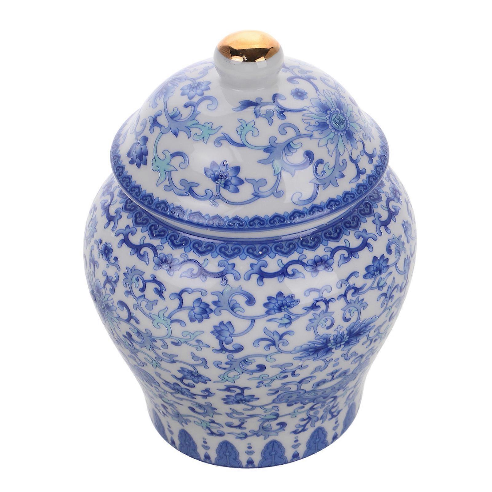 Blue Ceramic Canister for Tea Storage with 4Pcs Decorative Jars Set
