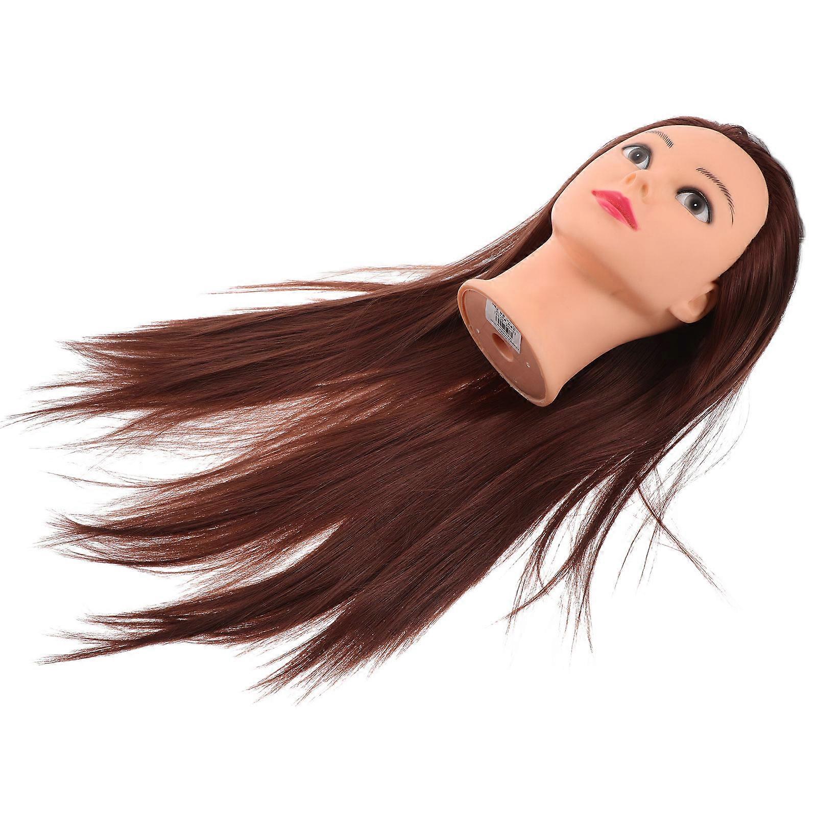 Brown Mannequin Head for Hairdressing Practice with Styling Training
