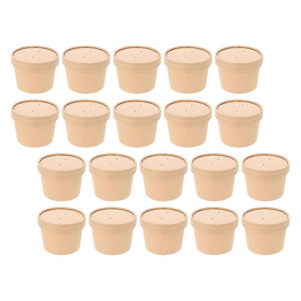 Khaki Thick Paper Ice Cream Container for Storage Use 50Sets