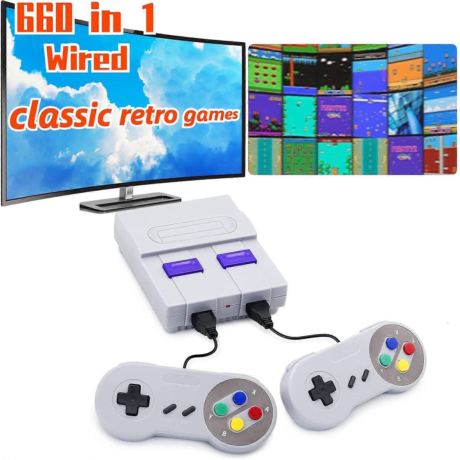 Retro Game Console with 660 Builtin Games, HDMI Plug and Play, Includes 2 Controllers