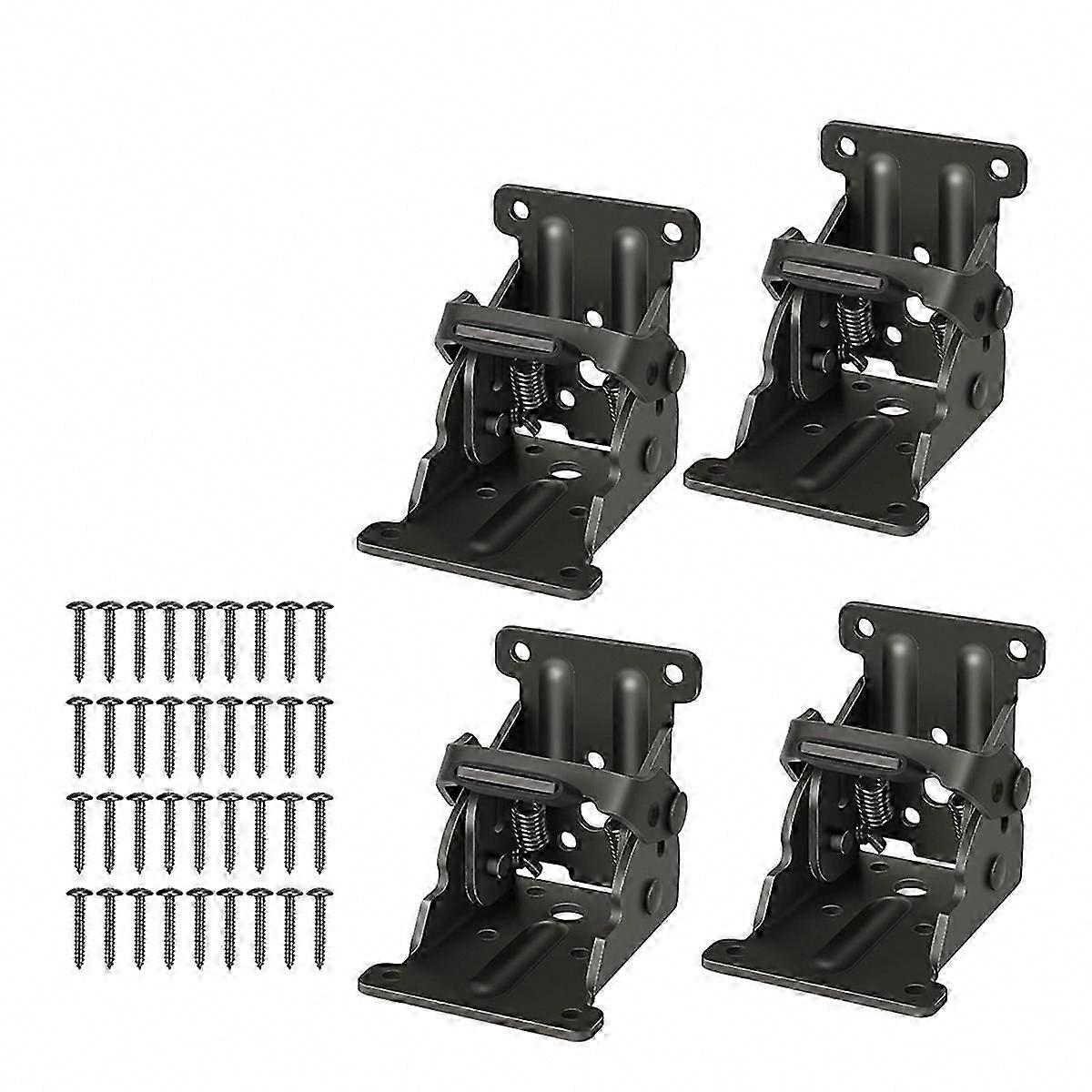 4 Pack Folding Brackets, Self-Locking Hinge with Screws for Bed Legs, Locking Extension Support Bracket