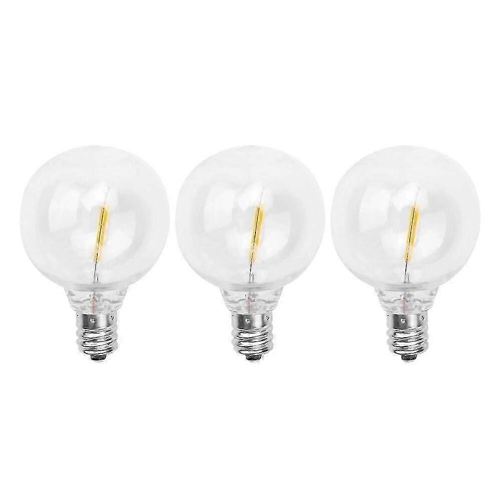 3 Pack G40 LED Replacement Globe Bulbs, E12 Screw Base, Shatterproof, Warm White, Compatible with Solar String Lights