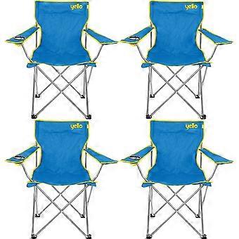 4 Yello Strand Klappstühle für Camping, Angeln oder am Strand - blau