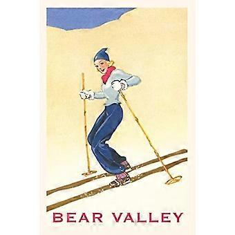 Vintage Journal Frau Skifahren Bergab, Bärental