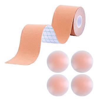Brusttape-Set mit Push-up-Effekt und unsichtbaren, einwegbaren Brustwarzenabdeckungen in Blumenform, Silikon-Pasties, mehrfarbig