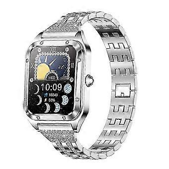 Women's Bluetooth Call Smartwatch, 1.6-inch Touch, IP67 Fitness Tracker, Silver Steel & White Bands