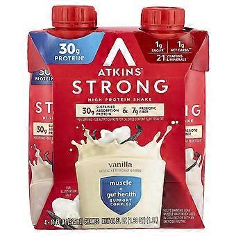 Atkins Strong Protein Shake, vanillesmaak, 4 shakes van 325 ml per stuk, verpakking van 2 stuks