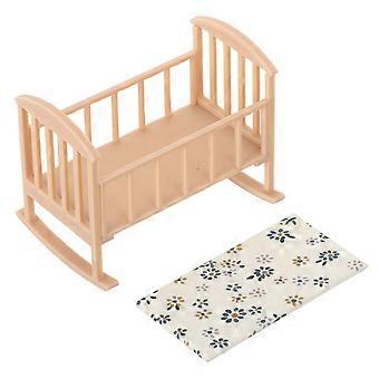 Dukkehus Mini Krybbe Legetøj Babyseng til Dekoration 1 Stykke Khaki Mini Møbler