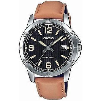 CASIO COLLECTION CASUAL DATE,  LEATHER - BLACK
