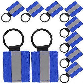 Double Sided Reflective Keychain Gear Blue Keychain Labels for 10Pcs