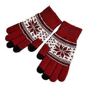 Vinterhandskar med pekskärm Snöblommigt tryck Håller Varm För Kvinnor