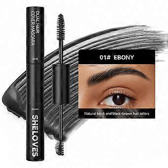 2-in-1 Double-Ended Root Touch-Up Stick, Instant Gray Hair Cover Concealer & Eyebrow Mascara, Waterproof Hair Color Finishing Stick for Gray Roots, Be