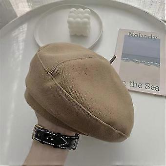 Béret en laine brossée pour femme, couleur unie, automne-hiver