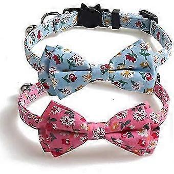 2-Pack/Set Cat Collar with Removable Buckle and Cute Fluffy Bowknot with Bell for Most Cats and Some [MI]