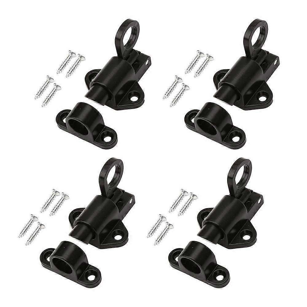 4 Pack Black Aluminum Alloy Security Automatic Window Gate Lock Spring Load Bolt Latch