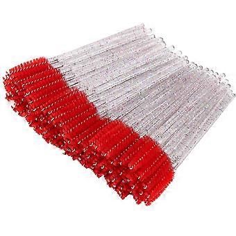 100 Pieces Disposable Mascara Wands Lash Spoolies Mascara Applicator Brow Spoolies Eyebrow Brush for Eyelash Extensions - Red