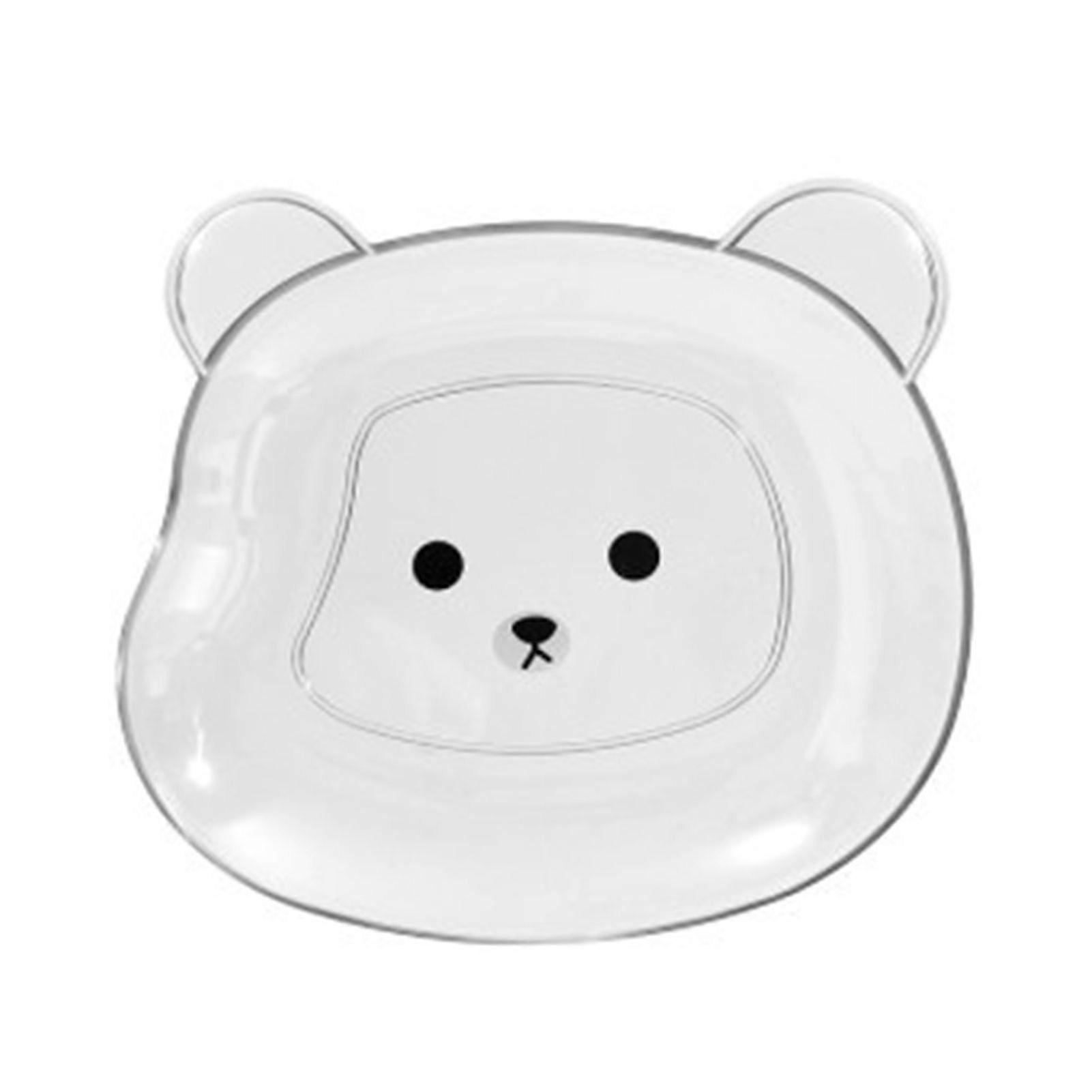 Snack Plate Cute Bear Pattern Easy to Clean Stackable Round Edges Multipurpose Plastic Space Saving Fruit Dish Kitchen Tableware KAESI