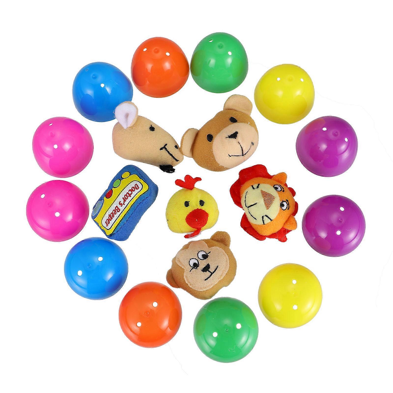 6Pcs Easter Toys Eggs DIY Ornament Plastic Easter Eggs with Toys (Random Style)