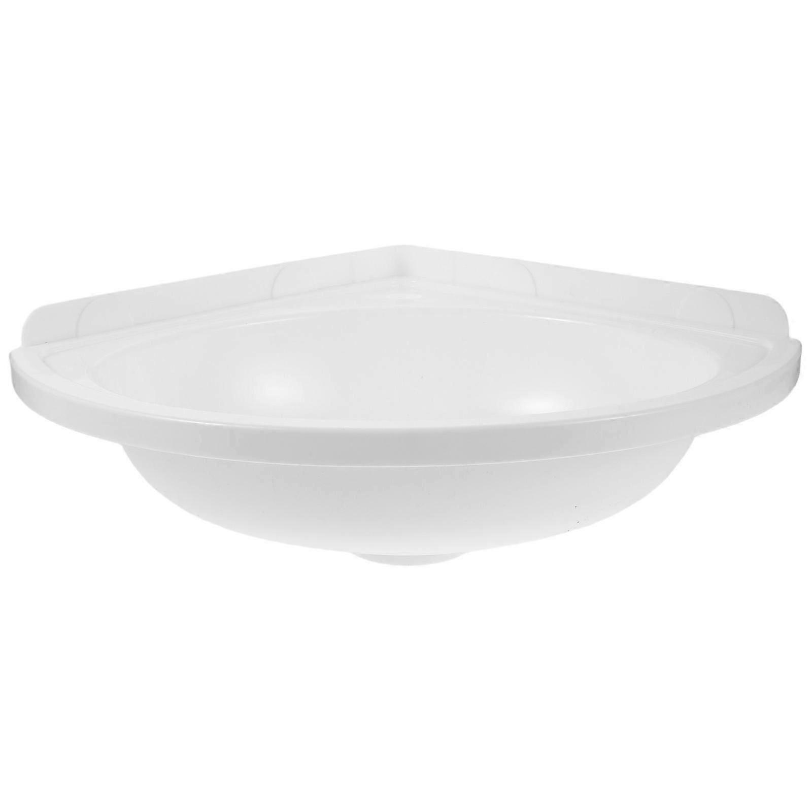 Plastic Wall Mounted Corner Bathroom Sink, White, Compact for Small Spaces