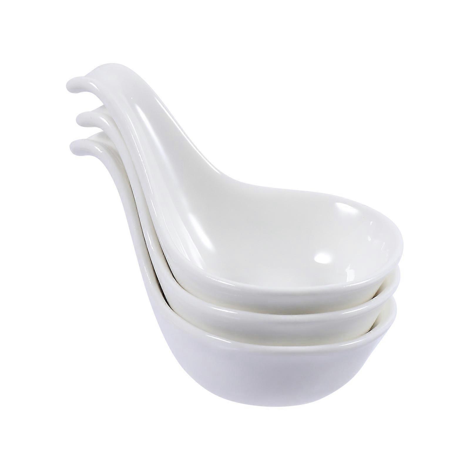 White Ceramic Sauce Dish Set with Caviar Spoons for Table Use