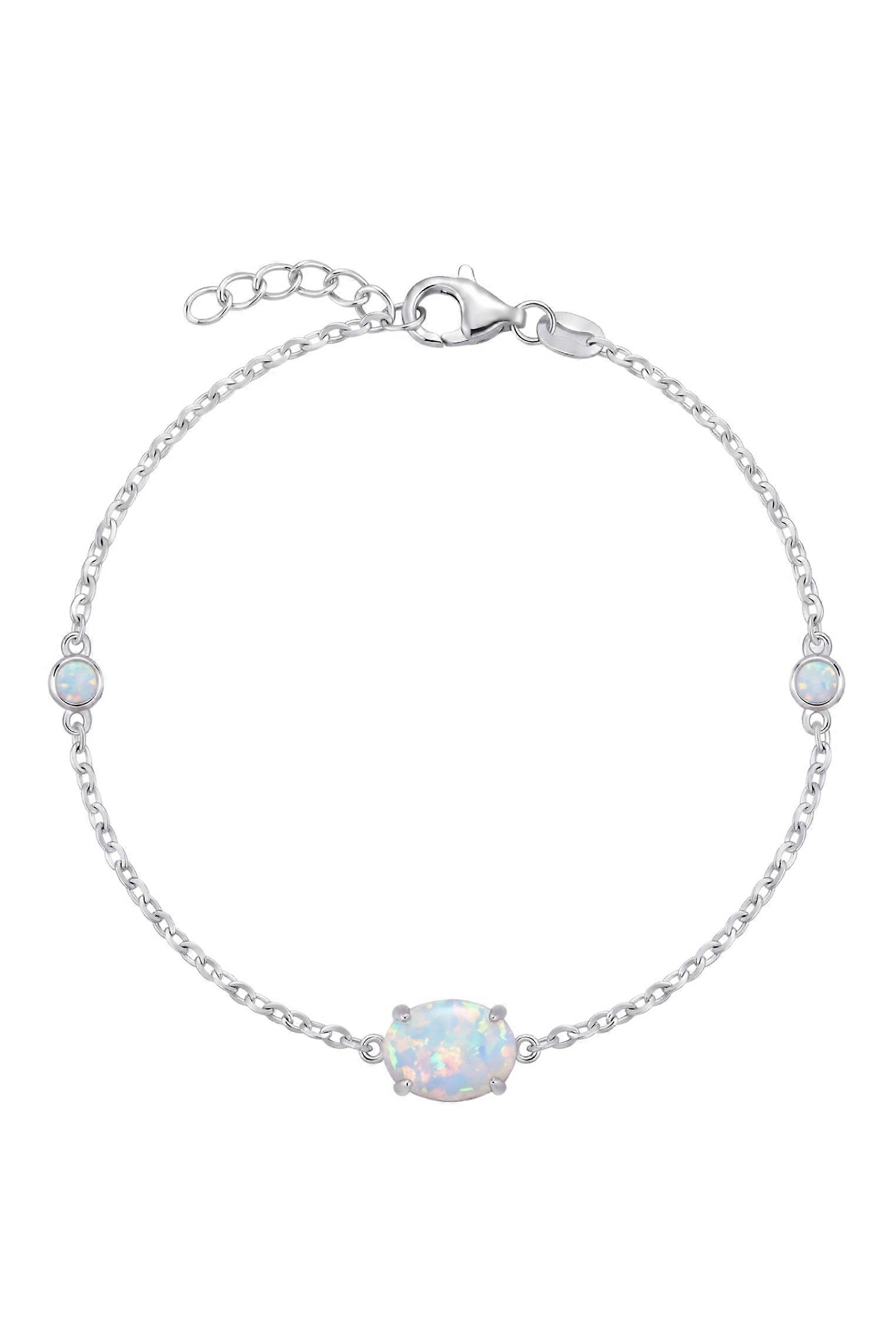 Oval White Opal Bracelet Silver
