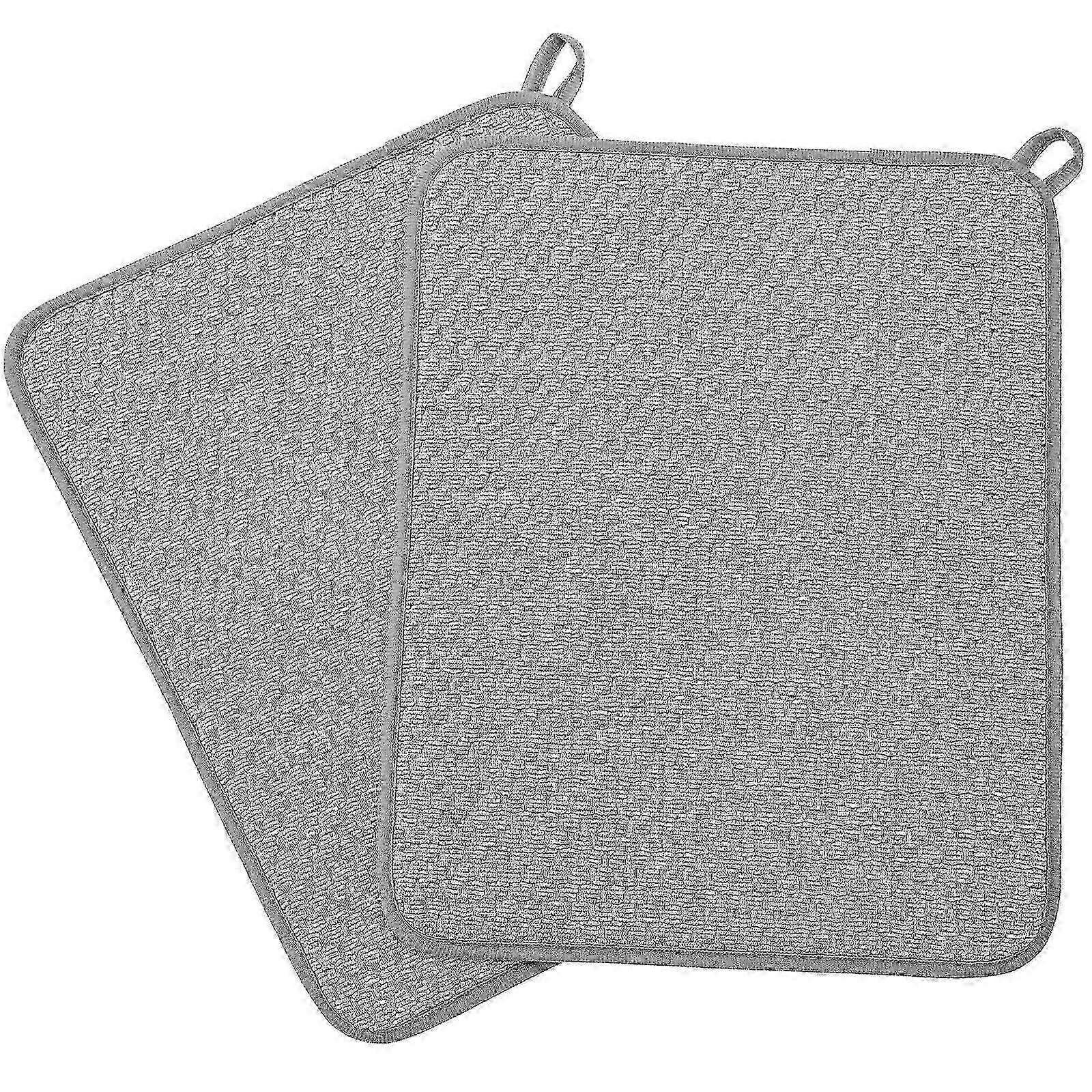 2 Pcs Absorbent Draining Mat Quick Drying Kitchen Sink Mat Pad compatible with Drainer Rack Pot