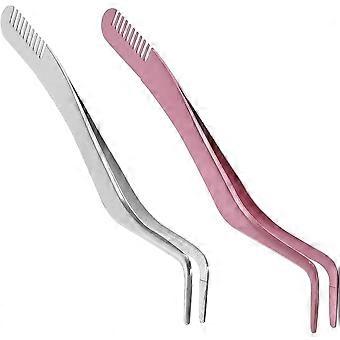 1/2pcs Ergonomic Stainless Steel Lash Tweezers Professional Eyelash Applicator Tool compatible with Women Convenient Makeup