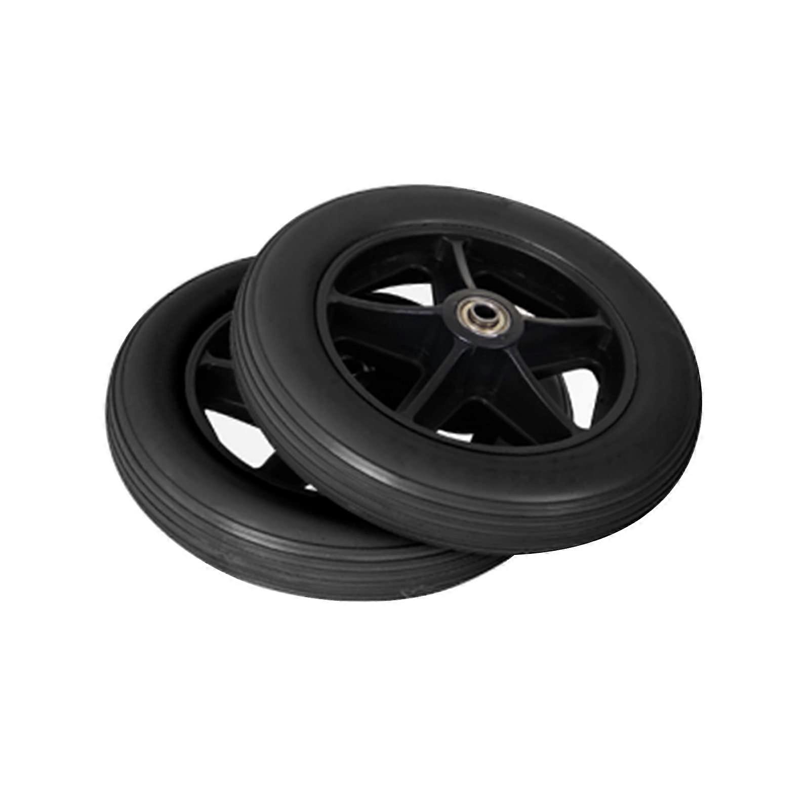 6 Inch Wheelchair Front Caster Wheels Pair, PU Solid Universal Replacement, Smooth Rolling Black