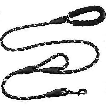 Dog Leash, 180cm Durable Dog Leash with Double Handle and Reflective Wires compatible with Small Medium and Large Dogs Walking and Running (Black)