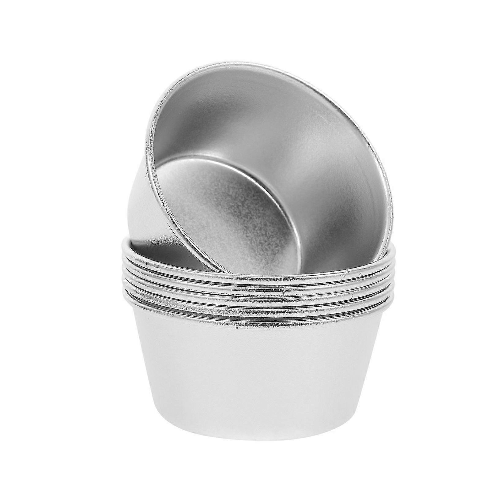 6pcs Round Non-stick Pudding Cups Heat Resistant Pudding Baking Cups (Silver)