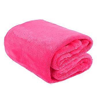 Solid Color Pet Blanket Flannel Fleece Blanket for Warming Use Rosy
