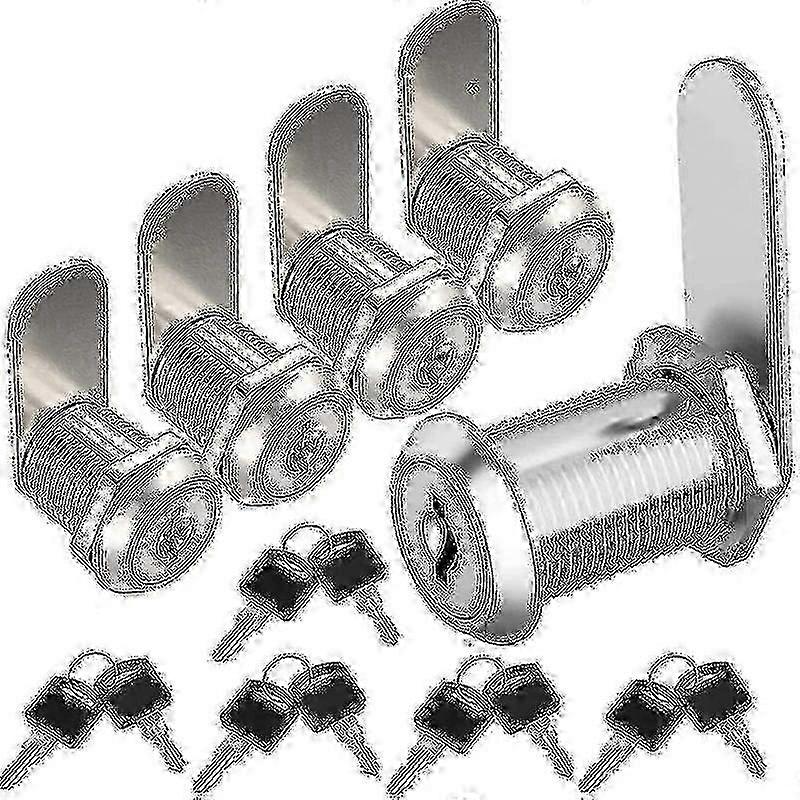 5-Pack 20mm Silver Mailbox Lock With Keys compatible with Locker Drawer