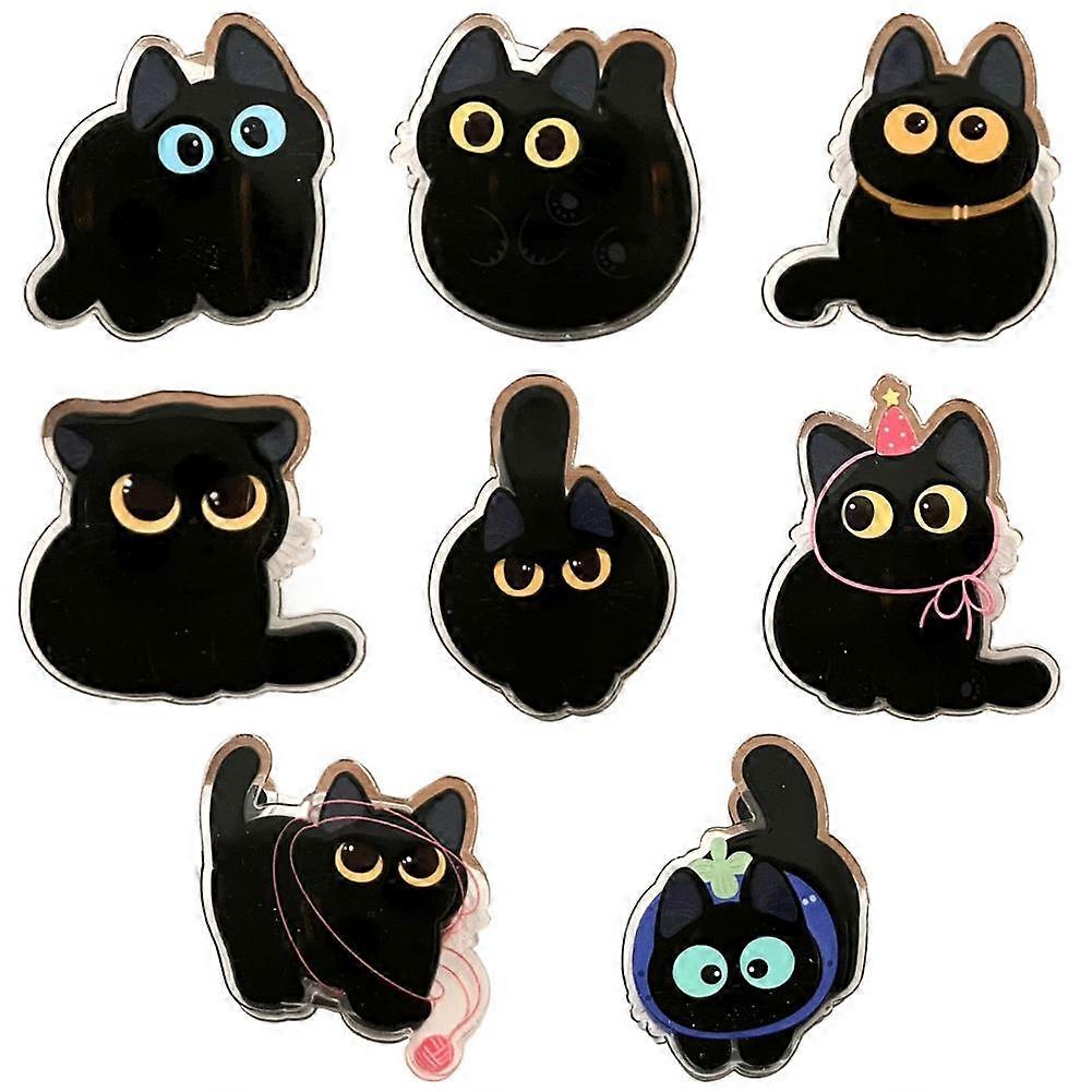8pcs Double Layer Black Cat Acrylic Decorative Paper Clips